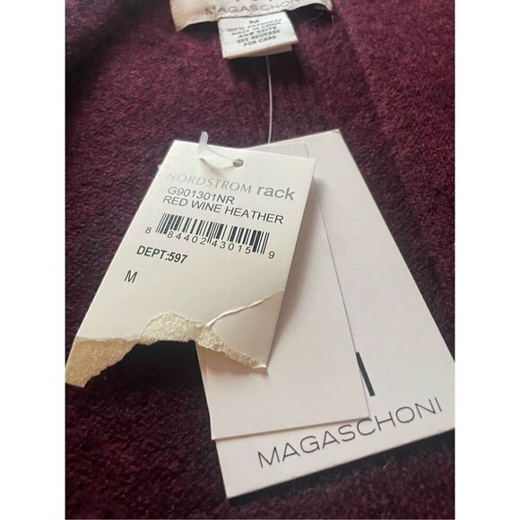 NWT Magaschoni 100% Cashmere Cardigan Sweater Red Wine M - Picture 8 of 10